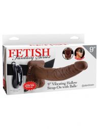 Страпон 9 Vibrating Hollow Strap-On with Balls Brown