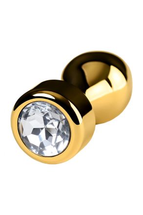 Анальная втулка конусная Metal Gold Large с кристаллом цвета алмаз