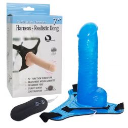 Голубой страпон Harness Realistic Dong 7