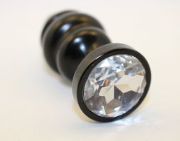 Анальная пробка Black Spiral Small с бриллиантом
