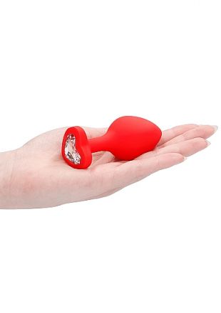 Анальная пробка Large Diamond Heart Butt Plug Red
