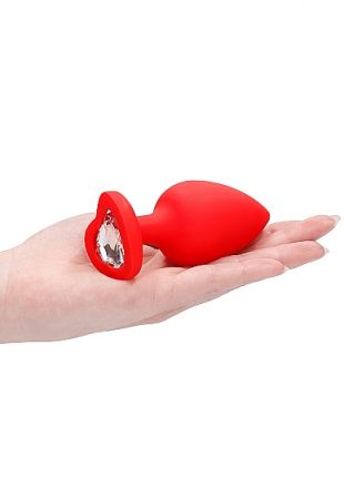 Анальная пробка Extra Large Diamond Heart Butt Plug Red