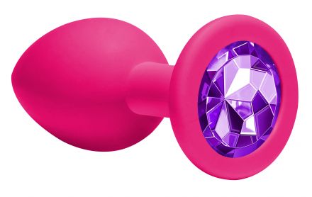 Анальная пробка Cutie Medium Pink Dark Purple Crystal