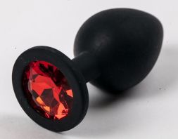 Анальная пробка Silicone Large Black с красным стразом
