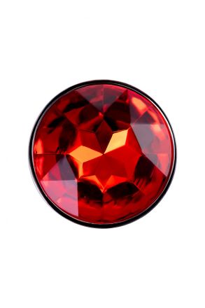 Анальная пробка конусная Штучки-дрючки с кристаллом цвета рубин
